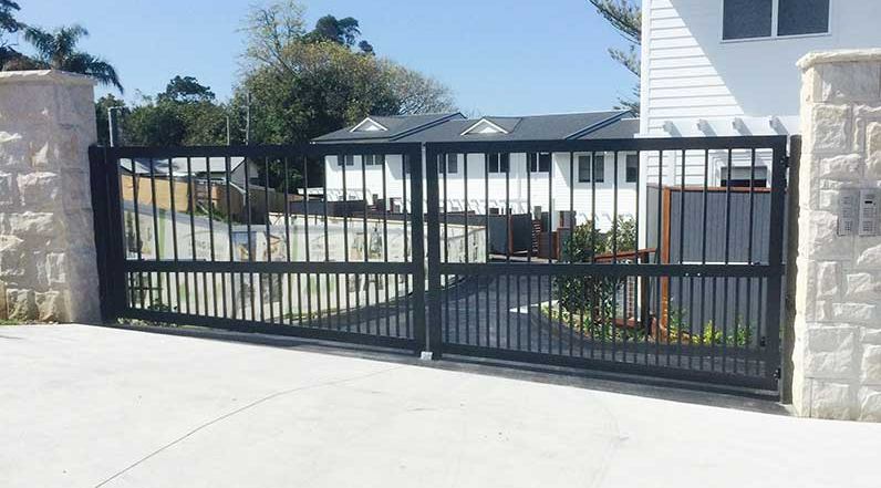 Modern residential gate installed by Delaware Garage Door Repair, combining security and style for homes.